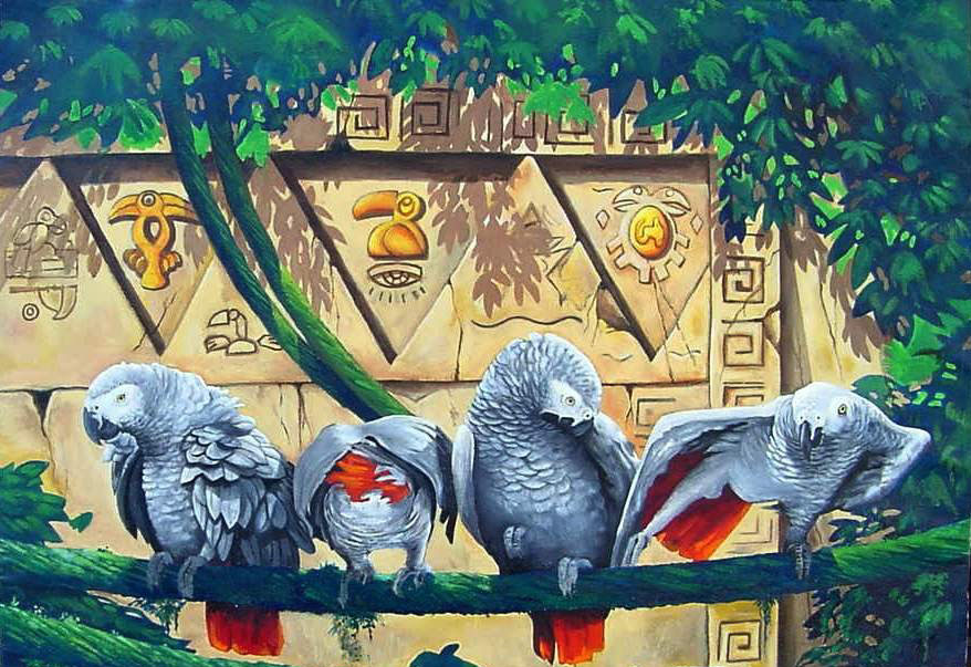 african gray parrot art by Roy Astley Fryer